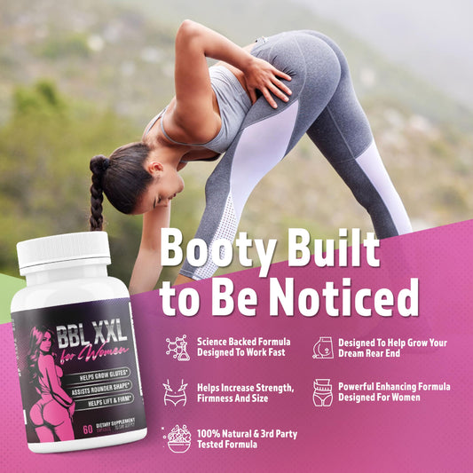 BBL XXL for Women | Weight Gainer for Women to Grow Thicker Booty & Enhance Curves | Helps Naturally Curve & Shape Body | Grow Rounder, Wider & Thicker Glutes for Fast Results - 60 Capsules